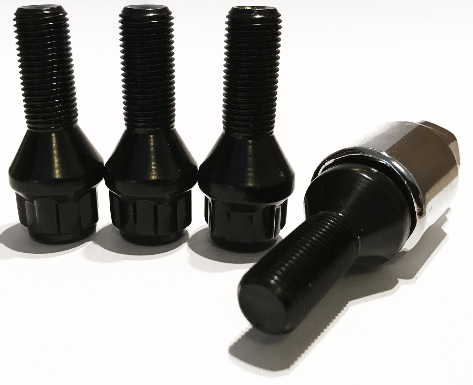 GEN2 Black Locking Wheel Bolts 12x1.25 Nuts Tapered For Peugeot 208 12