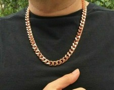 Men Necklace Pure Copper Magnetic Necklace Cuban Chain Curb Link Heavy Necklace
