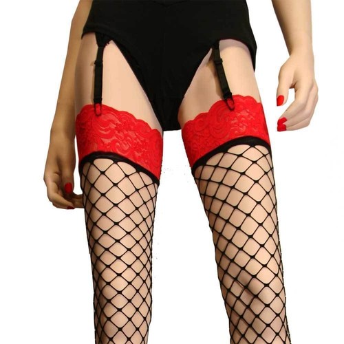 BLACK FISHNET THIGH HIGH STOCKINGS 