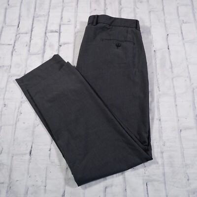 J M Haggar Gray Flat Front Slim Fit Elastic Waist Chinos Mens Pants 38 ...