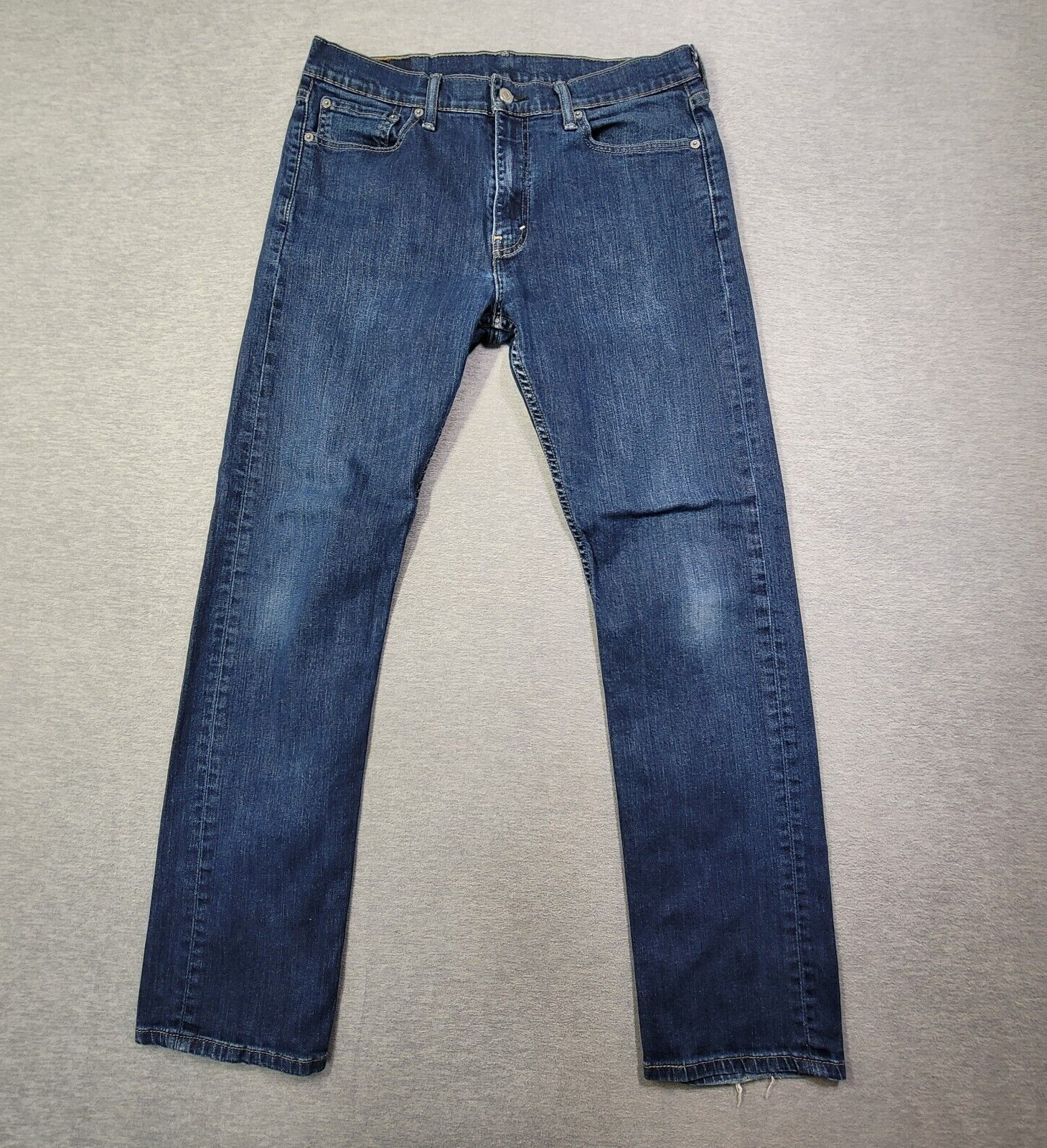 Levis 513 Jeans Mens 32x32 Blue Slim Straight Stretch Distressed Mid Rise Denim