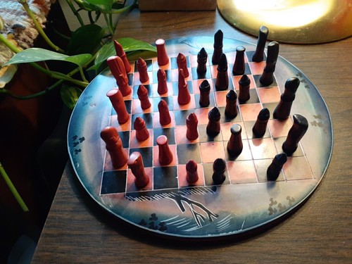 AFRICAN Soap stone CHESS SET With Board COMPLETE Vintage - Picture 3 of 9