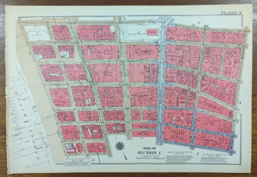 Vintage 1934 World Trade Center Site Manhattan New York City ~ Bromley Landkarte