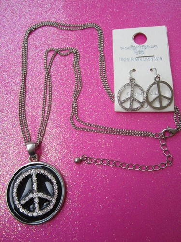 Crystal Peace Sign Necklace Set | eBay
