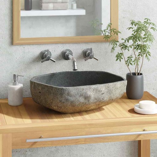 Wash Basin Vanity Sink Small Countertop Wash Basin Natural Stone Oval vidaXL