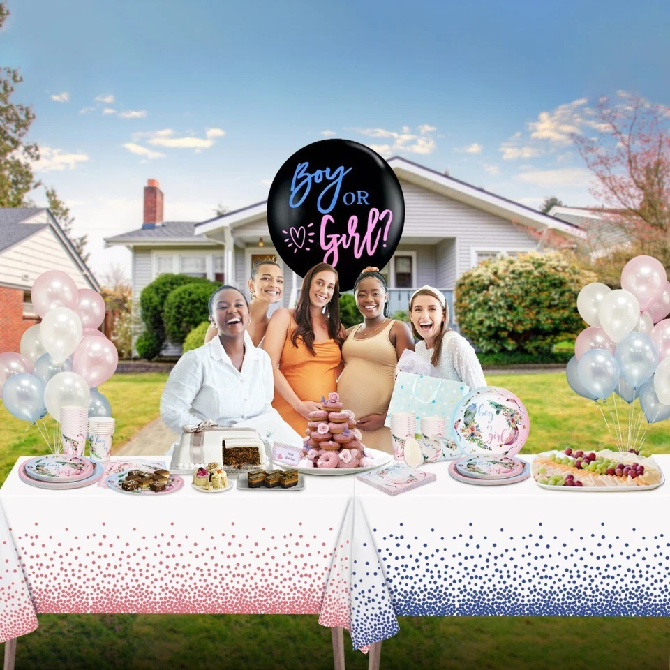 130件装性别展示派对用品25件,性别展示盘子和餐巾纸 — 第 3/4 张图片