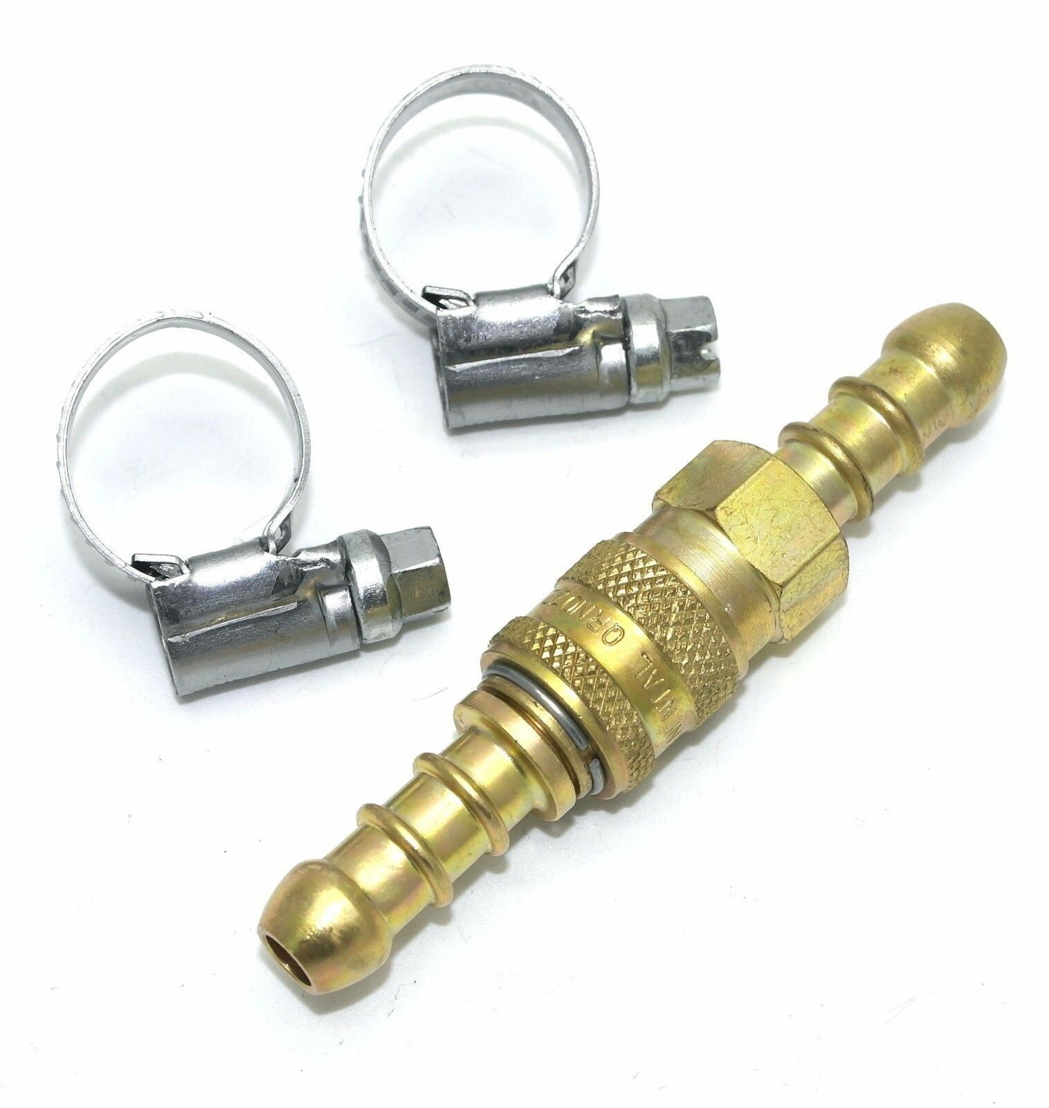8mm Inline Quick Release Fitting Coupling + 2 Clips for 8mm gas hose