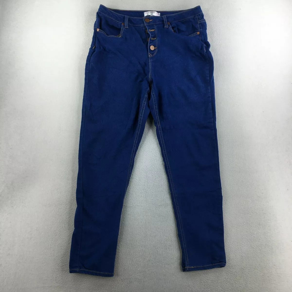 No Boundaries Jeans Juniors 17 Button Fly Straight Denim Pants Stretch Blue