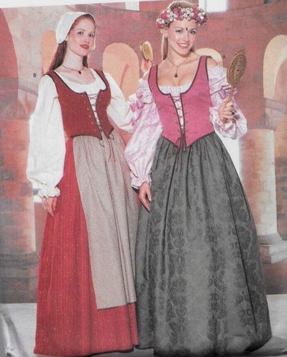 Historical Renaissance Medieval Corset Vest Blouse Skirt Veil Hat S 4-10 Pattern - Picture 7 of 10