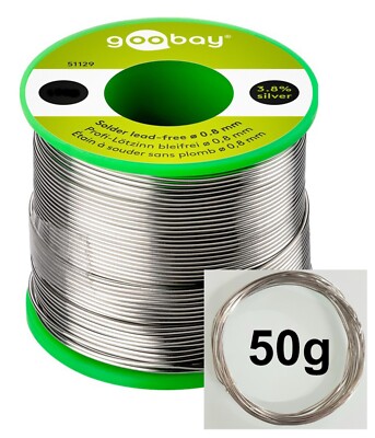 Goobay Silberlötzinn 50g (15m-Ring) - Lötdraht - Silberlot - HiFi - 3,8% Silber
