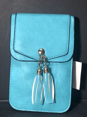 Crossbody Wallet Purse Teal New 2 Sections Phone Pocket & Keys Cash Etc. Pocket