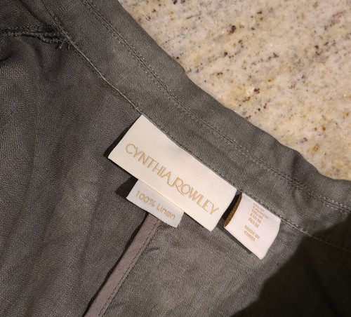 Cynthia Rowley Gilet Moto Zip Donna Taglia M 100% Lino Verde - Foto 9 di 12