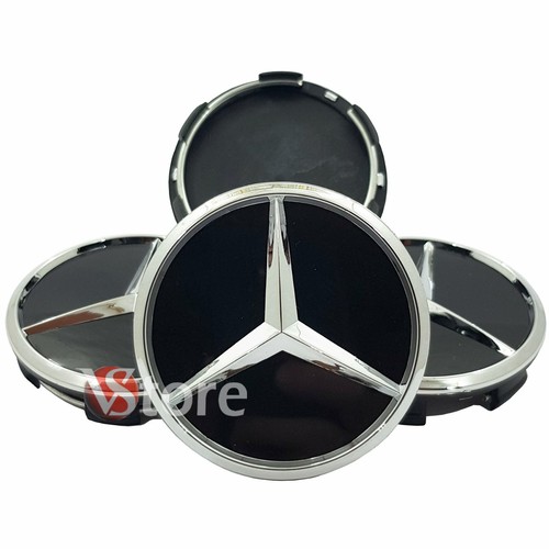 4 Tappi Coprimozzo Compatibile Mercedes 60mm Cerchi Lega Borchie Classe A B C E - Picture 1 of 3