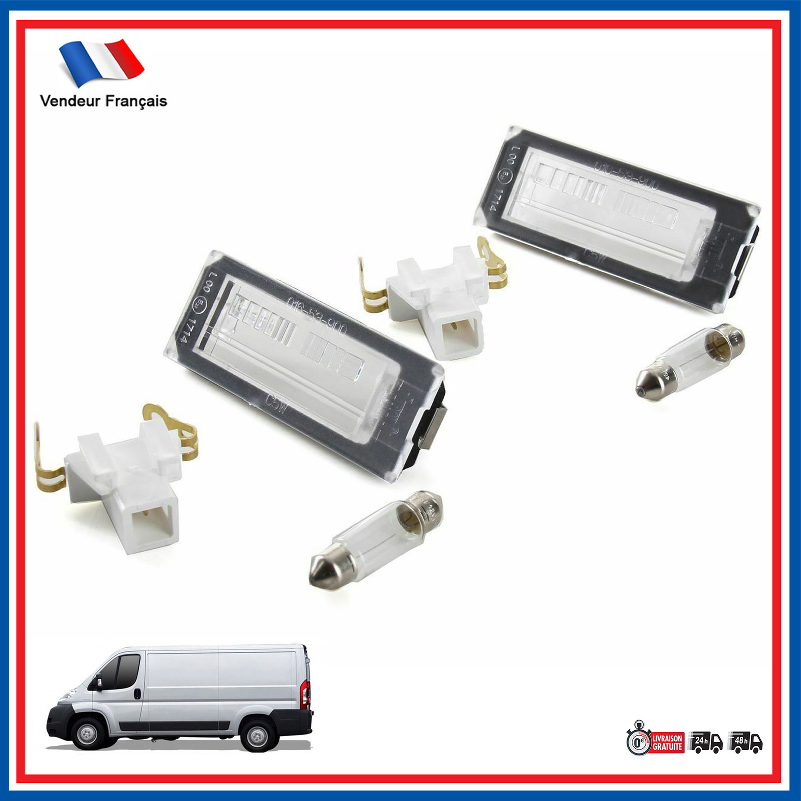 Feux de plaque immatriculation arriere etanches et anti-erreur pour Boxer 2006