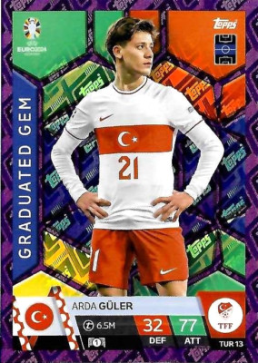 EM 86 Topps Match Attax Euro 2024 Graduated Gem Purple Arda Güler TUR 13