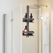 Badezimmerregal Schwarz Duschregal zum Aufhängen 2-stufiges Duschregal 15kg max.