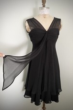 Vintage 90s Donna Rico Black Chiffon Cocktail Dress SZ 4 Small