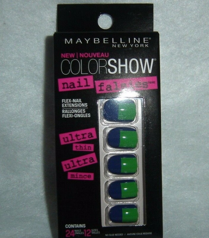 MAYBELLINE**ColorShow**24 NAIL FALSIES Flex~Nail Extensions #60 BLOCK PARTY~NEW 