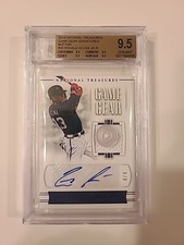 Ronald Acuna Jr 2018 National Treasures /8 Button Game Gear Auto  Rc Ssp 9.5 10