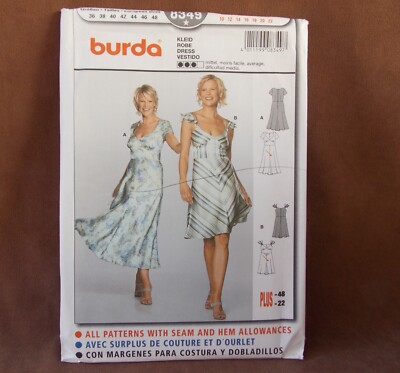 Burda Misses Dress Size 10-22 Uncut Pattern 8349