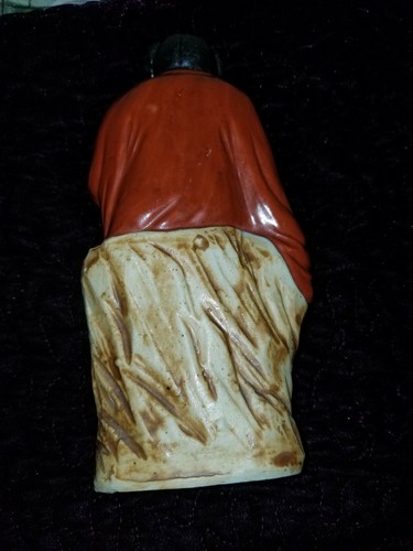 Buda sentado vintage con ventilador dientes de boca abierta - Imagen 6 de 7
