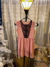 Monteau Girl's Dress Pink Black Lace Detail Size 14 L