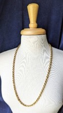 Vintage 30" Long Gold Tone Twist Rope Braid Chain Unisex Necklace