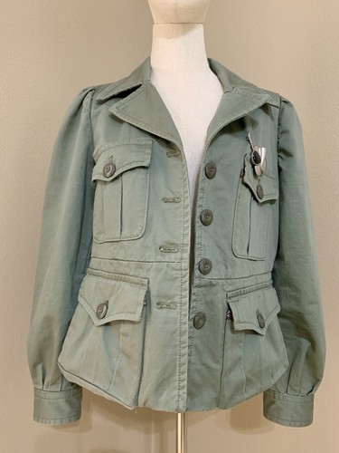 Marc Jacobs Military Jacket w/ Brooch Green M4006730 Size 12