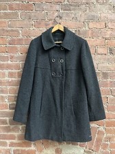 Saint James Women's Baby Doll Pea Coat, Sz 38 Fr 6 Us, Gray Basketweave Wool Fr