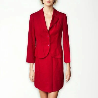 APART Kostüm Gr. 38 M Damen Set Blazer Rock Anzug Jackett Sakko Rot Uni Business - Bild 1 von 4
