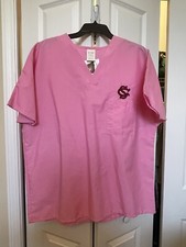 Scrub Top Women s Short Sleeve Scrub Top Size L Pink Embroiled Gamecock Burgundy