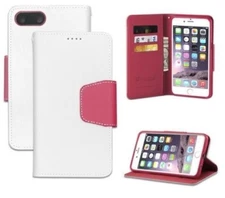 Apple IPHONE 7 PLUS Infolio White Pink w/ Pink Gel Cell Phone Case Card Holder