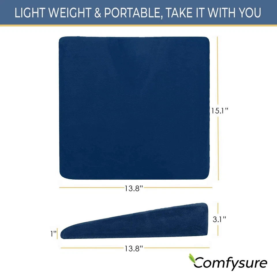Almohada de cuña para asiento de coche COMFYSURE - Cojín firme de espuma viscoelástica - Ortopédica - PAQUETE DE 2 Foto 2 de 4