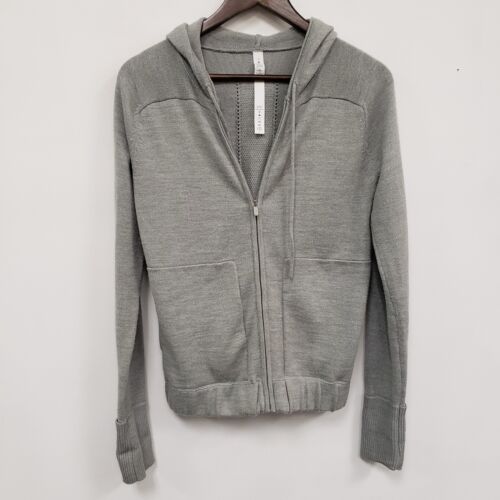 Lululemon Womens Full Zip Hoodie Size 4 Gray Stretch Athleisure Merino Wool