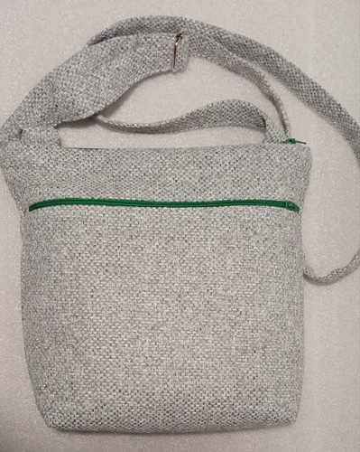 Vegan Crossbody Bag, Grey Shoulder Bag, Water Resistant, Handmade, Vegan Gift - Picture 2 of 4