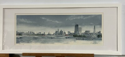 Original Aquarell von Waterloo Bridge von Rhodri Jones