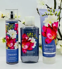 Bath and Body Works Freesia Trio Set Fine Mist, Body Cream, Shower Gel