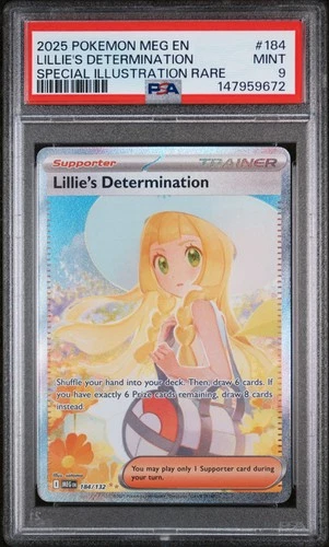 2025 POKEMON MEG EN-MEGA EVOLUTION #184 LILLIE'S DETERMINATION PSA 9