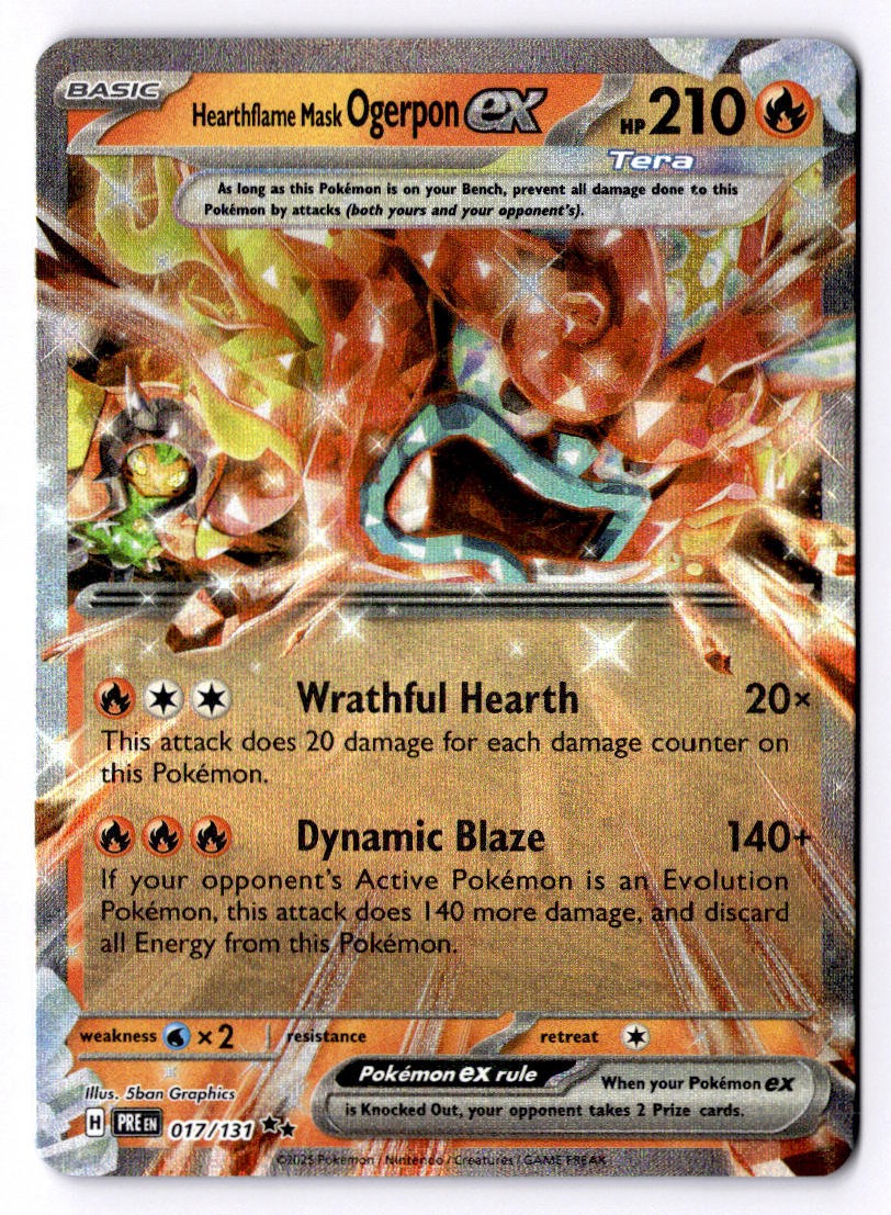 Hearthflame Mask Ogerpon ex 017/131 Holo Prismatic Evolutions Pokemon NM