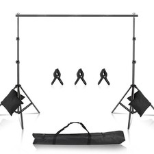 10FT Photo Backdrop Support Stand Kit with Clamps Sandbags Carry Bag w/ 3 Clamps