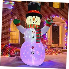  8 FT Inflatable Christmas Snowman, Rotating 7 Color Changing Led Lights Xmas 