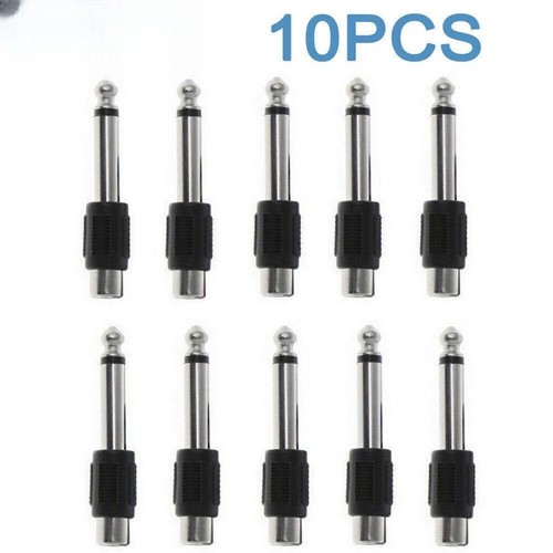 10PCS RCA Female Jack To 6.3mm Male Mono Plug Audio Adapter Connector - Picture 5 of 8