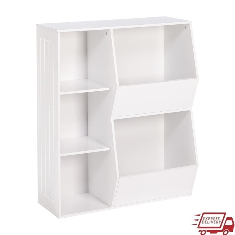 Kids Toy Organizer Bookcase Storage Unit W/ Cubbies & Bins Playroom Furniture US