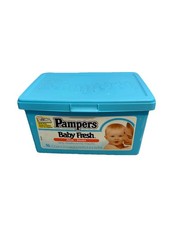 Vintage Pampers Baby Wipe Box Baby Fresh Aloe Empty Box Hard Plastic 1997