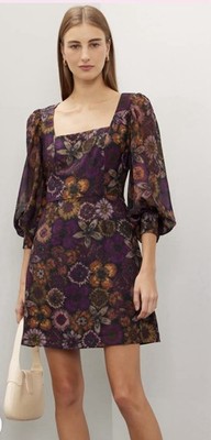 Slate & Willow Dark Florals Mini Dress Size 6 Designer small thread pu