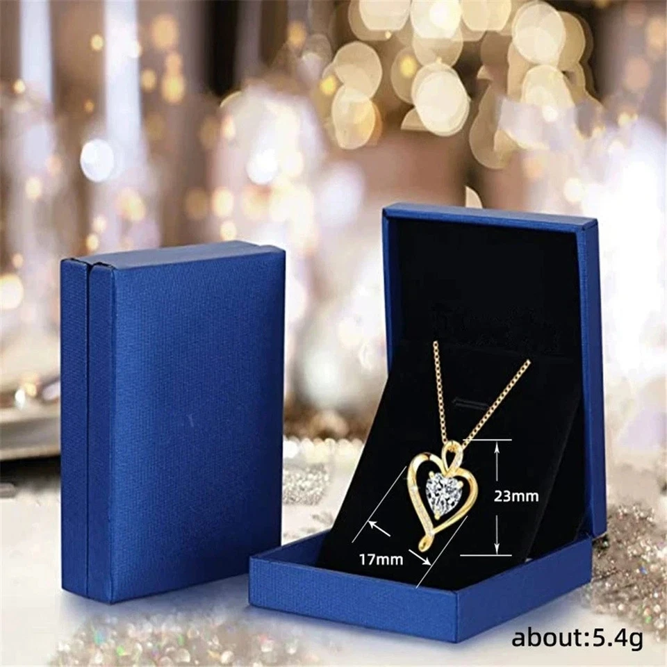 925 Silber Herzkette Hals-Kette Herz Gold Liebe Geschenk für Frau Damen Freundin - Bild 2 von 4
