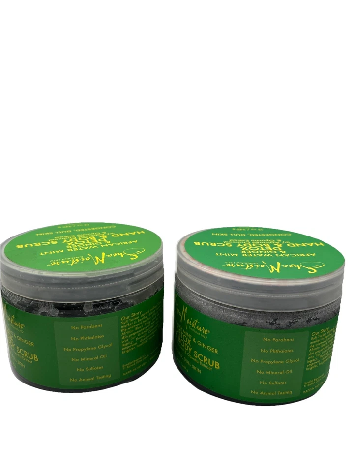 2 件乳木果保湿非洲野生水薄荷排毒和刺激手/身体磨砂 12 盎司 — 第 4/4 张图片