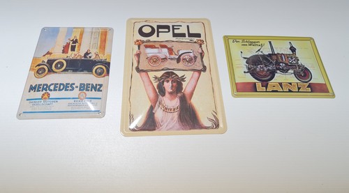3x Metallschild Opel Motorwagen Lanz Der Schlepper Mercedes Automobil Nostalgie