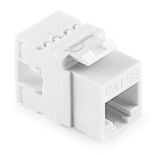 NavePoint 180 Degree Cat5e Keystone Jack, RJ45 Ethernet, Type 110 White, 50-Pack