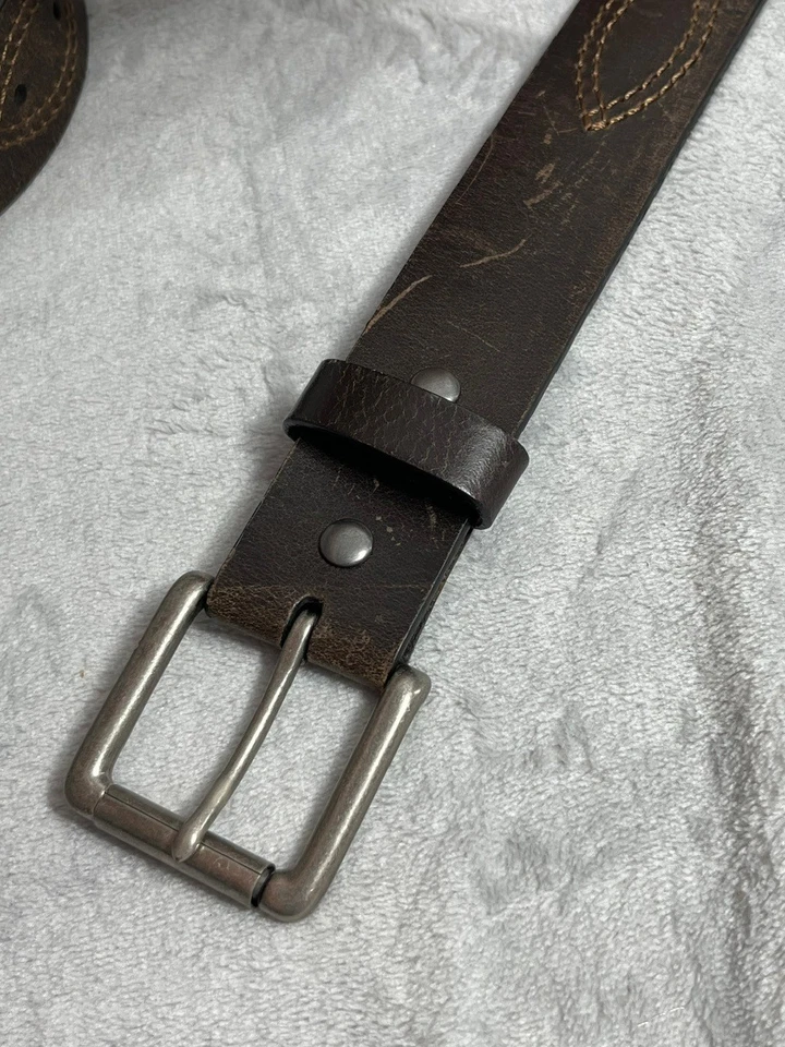 Cinturón de cuero genuino para hombre Wrangler marrón Western Stitch XL 42-44 EE. UU. Foto 4 de 4